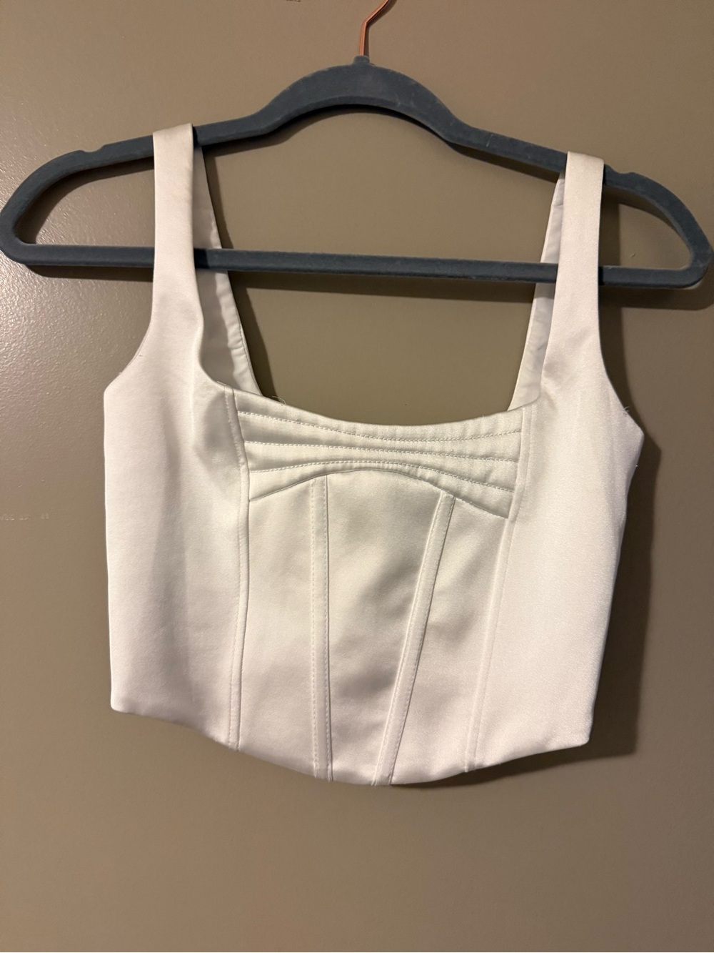 Zara White Structured Corset Crop Top